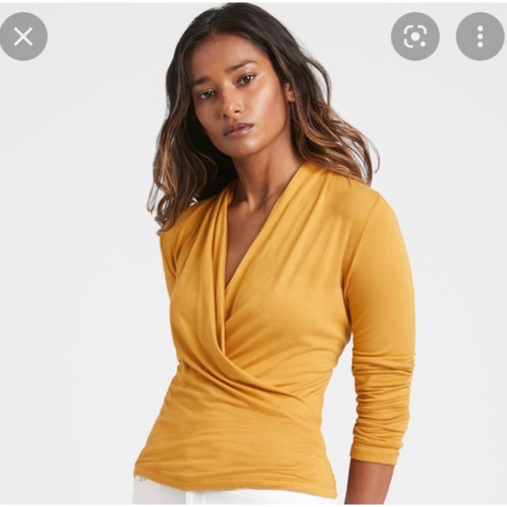 Banana Republic Mustard Yellow Wrap Blouse